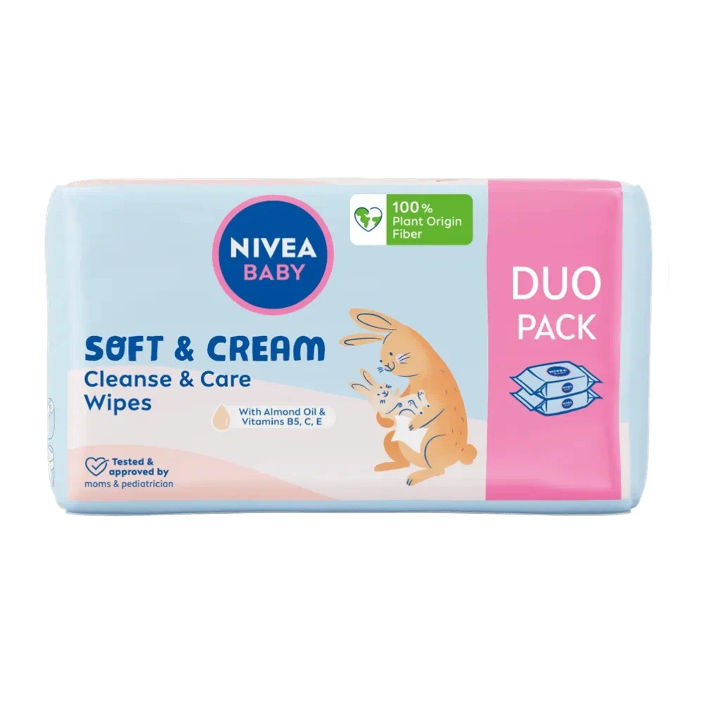 Nivea Baby Soft Cream chusteczki biodegradowalne 2x57szt